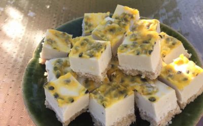 Raw Passionfruit Cashew Cream Slice