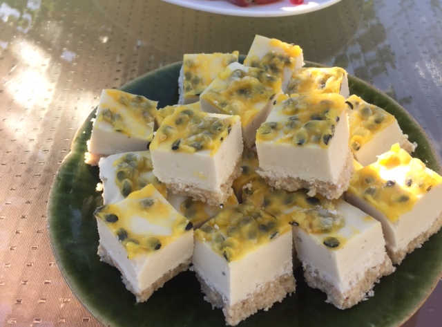 Raw Passionfruit Cashew Cream Slice